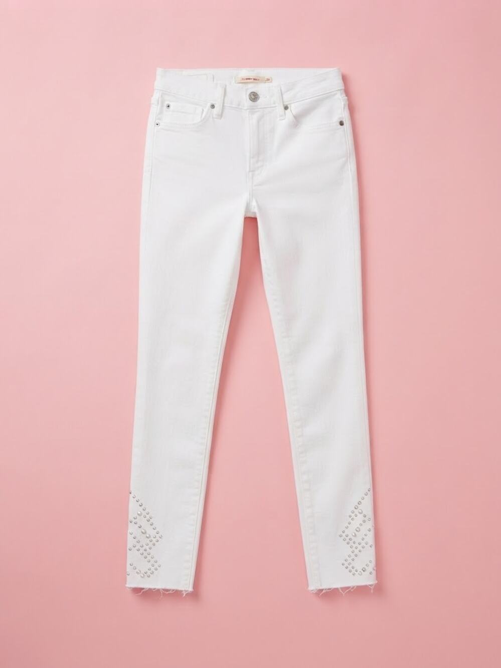Levi 711 Skinny Ankle White Studded Jeans Womens W24 00 Summer Chic Denim y2k